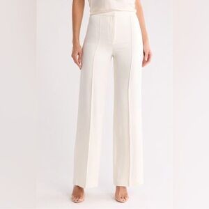 Veronica Beard Millicent Wide Leg Satin Pants 8 Winter White NWT